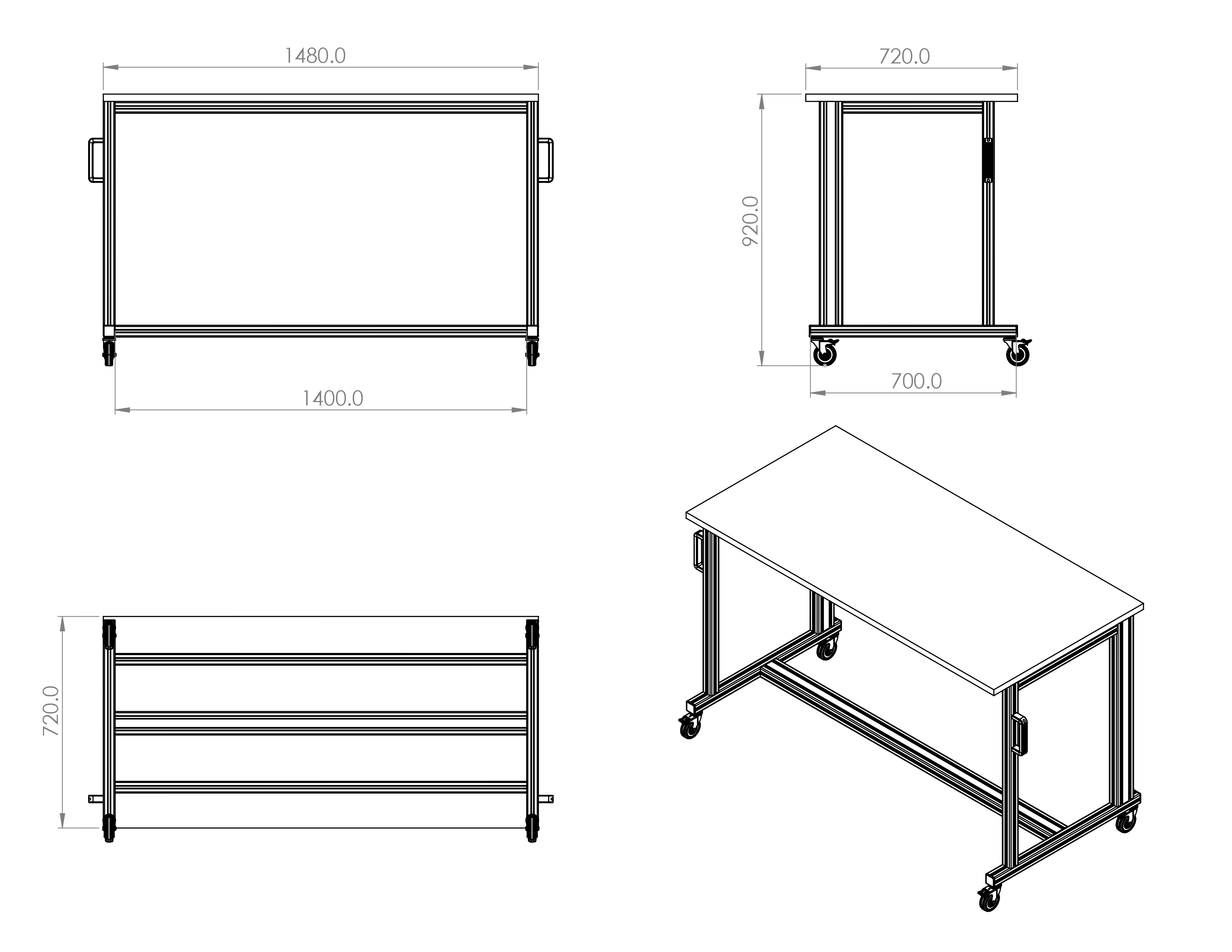 Systemtisch Basic 1480x720 mm